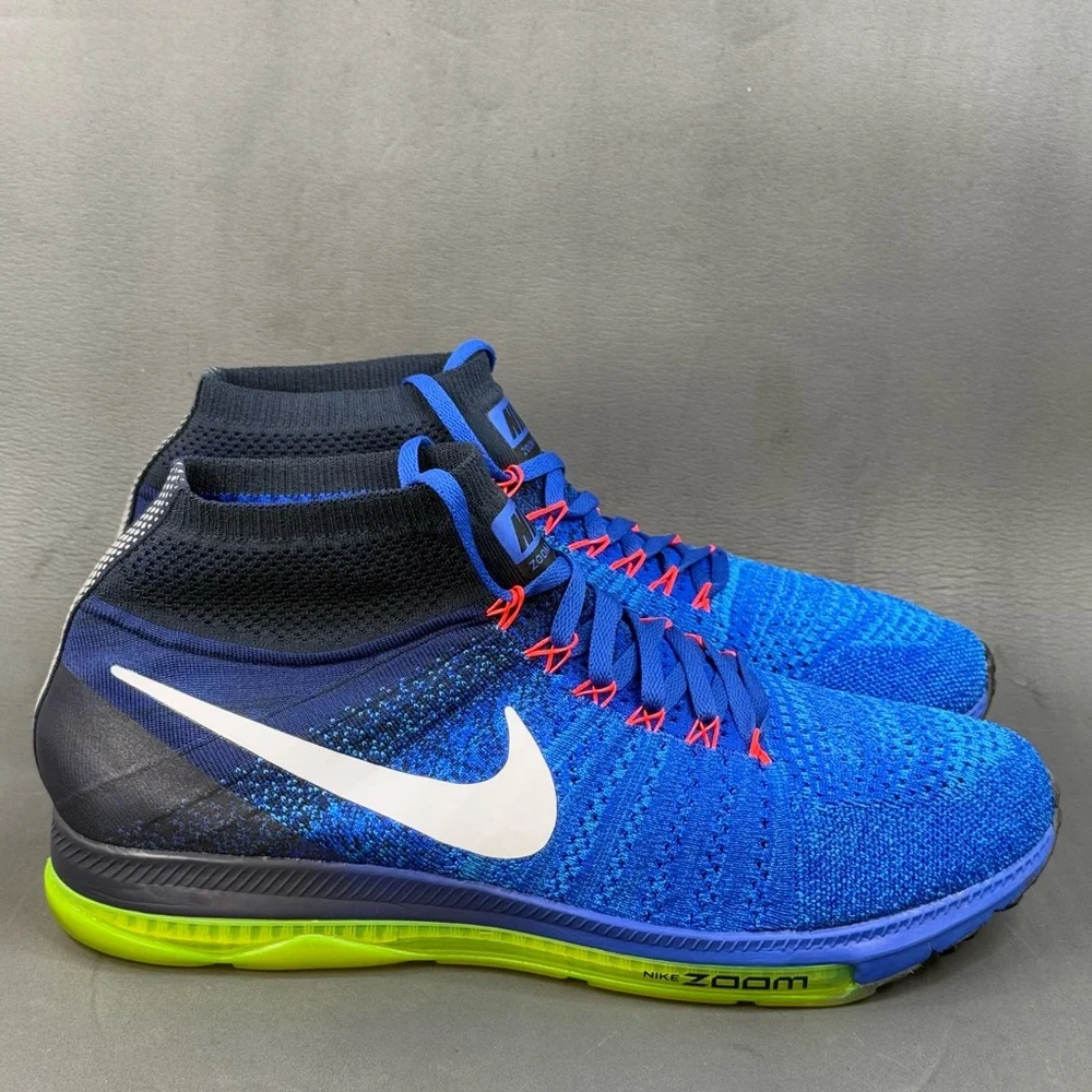 Nike Zoom All Out Flyknit Racer Blue Volt sneaker shoes men’s size 11